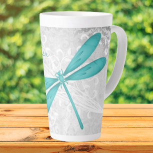 Teal Dragonfly Personalised Latte Mug