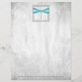 Teal Dragonfly Personalised Paper Sheet