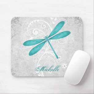 Teal Dragonfly Personalized Mousepad