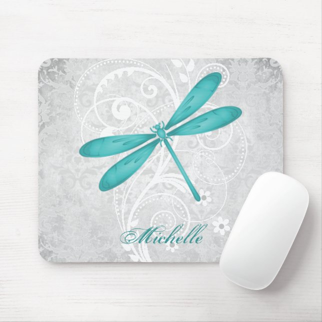 Teal Dragonfly Personalized Mousepad (With Mouse)