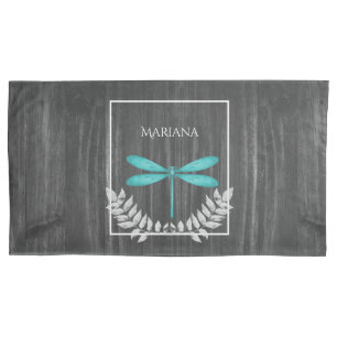 Teal Dragonfly Pillow Case