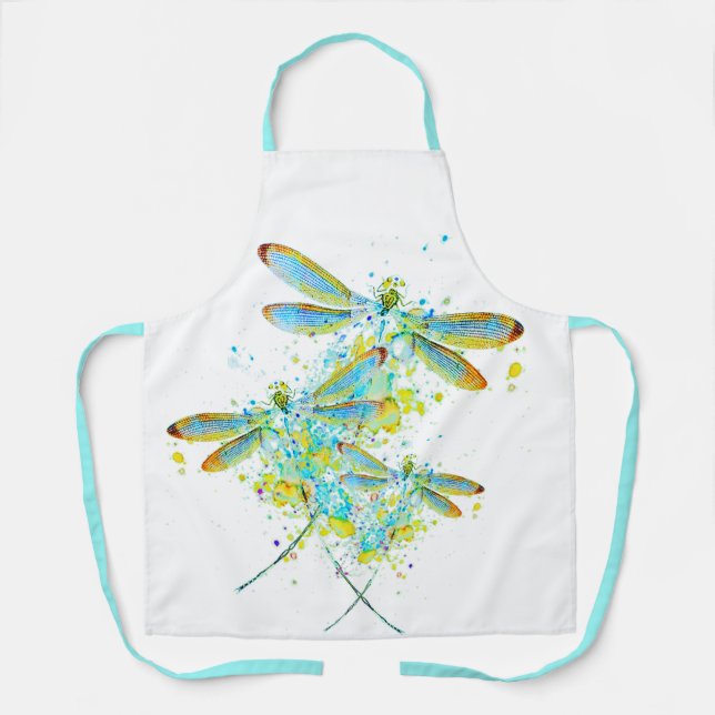 Teal Dragonfly splatter  Apron (Front)