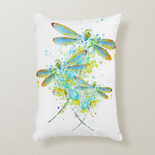 Teal Dragonfly splatter Decorative Cushion