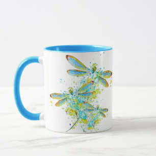 Teal Dragonfly splatter Mug