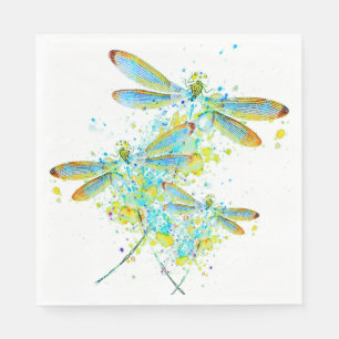 Teal Dragonfly splatter  Napkin