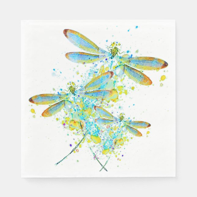 Teal Dragonfly splatter  Napkin (Front)