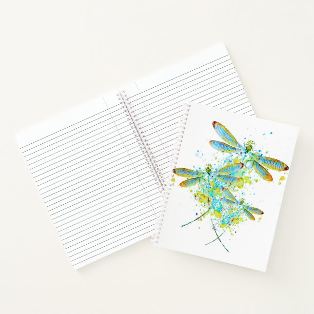 Teal Dragonfly splatter  Notebook (Inside)