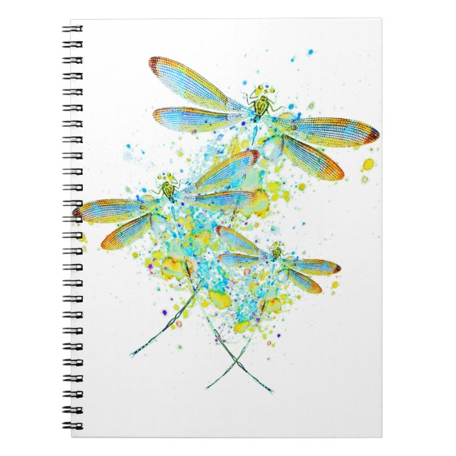 Teal Dragonfly splatter  Notebook (Front)