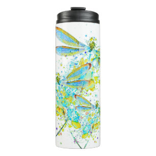Teal Dragonfly splatter  Thermal Tumbler