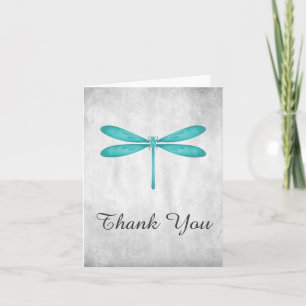 Teal Dragonfly Thank You Card