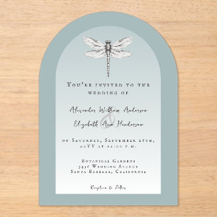 Teal Dragonfly Wedding Acrylic Invitations