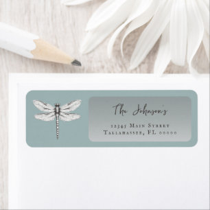 Teal Dragonfly Wedding Address