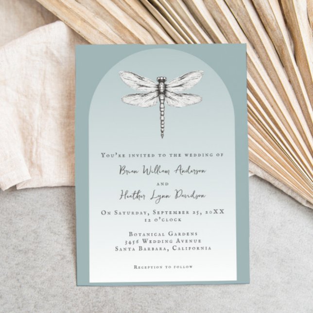Teal Dragonfly Wedding Invitation (Teal Dragonfly Wedding Invitation)