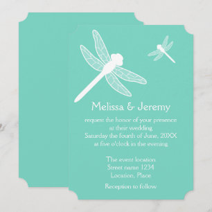 Teal Dragonfly Wedding Invitation