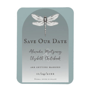 Teal Dragonfly Wedding Magnet