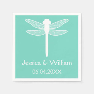 Teal Dragonfly Wedding Napkin