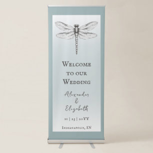 Teal Dragonfly Wedding Retractable Banner