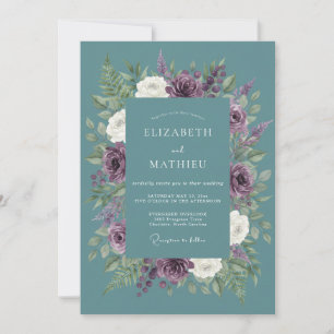 Teal Dramatic Winter Wedding Invitation