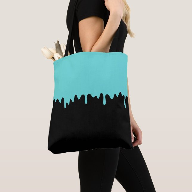 Teal Dripping Slime Tote Bag (Close Up)