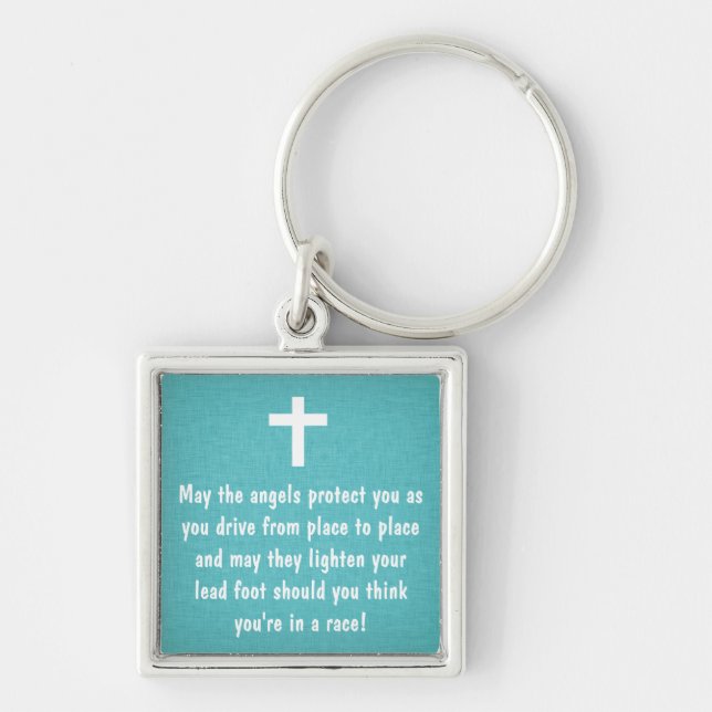 Teal Driver's Prayer Blessing Keychain (Front)