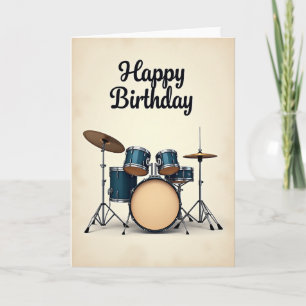 Teal Drum Kit Birthday Card