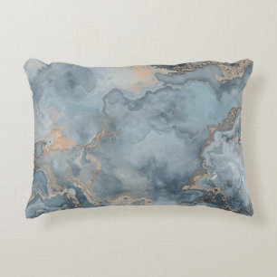 Teal Dusty Blue Gray Beige Contemporary Decorative Cushion