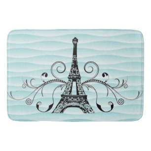 Teal Eiffel Towel Flourish Bath Mat
