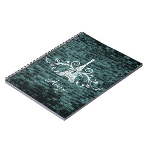 Teal Eiffel Tower Grunge Notebook