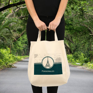 Teal Eiffel Tower Tote Bag