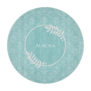 Teal Elegant Damask Personalised Cutting Board