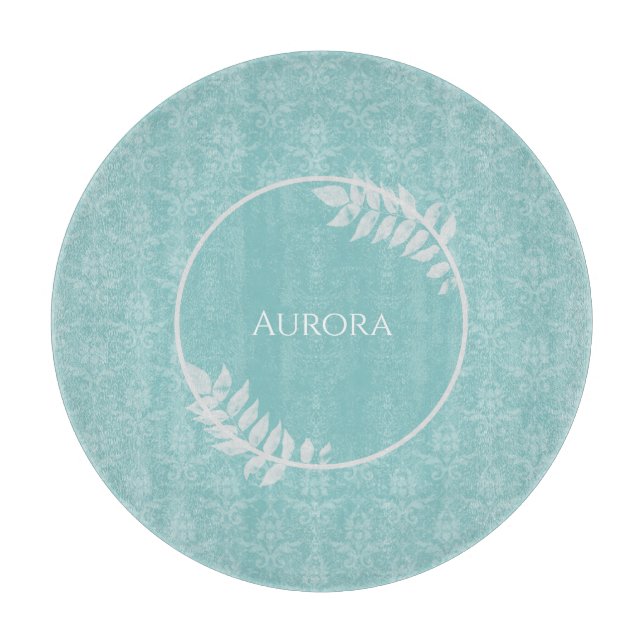 Teal Elegant Damask Personalised Cutting Board (Front)