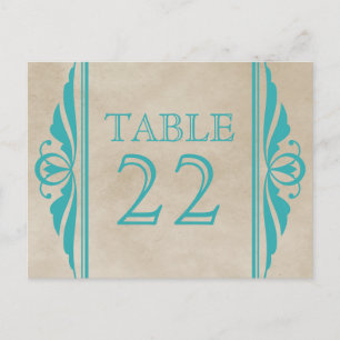 Teal Elegant Deco Table Number Postcard