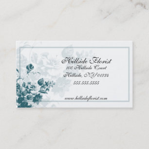 Teal Elegant Flower Florist Business Cards