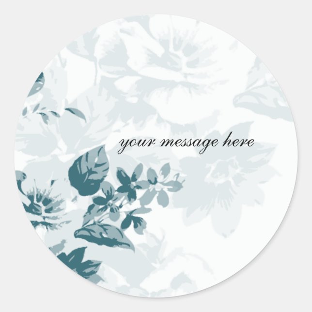 Teal Elegant Flower Wedding Stickers (Front)