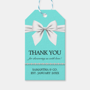 Teal Elegant Glam Tiffany Baby Shower Favour Tags