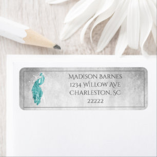 Teal Elegant Peacock Label