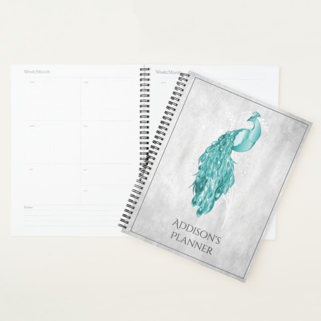 Teal Elegant Peacock Planner (Display)