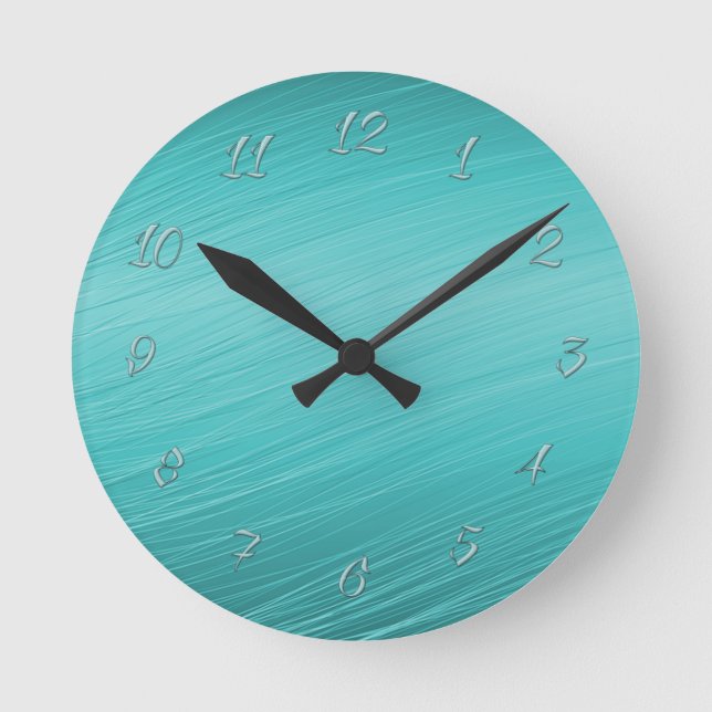 teal, elegant, stylish, modern round clock (Front)