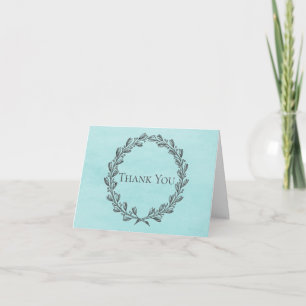 Teal Elegant Wreath Thank You Card