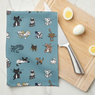 Teal Elemental pets Tea Towel