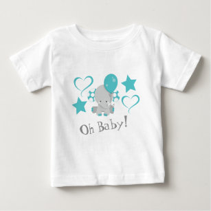 Teal Elephant Balloon Oh Baby Baby T-Shirt
