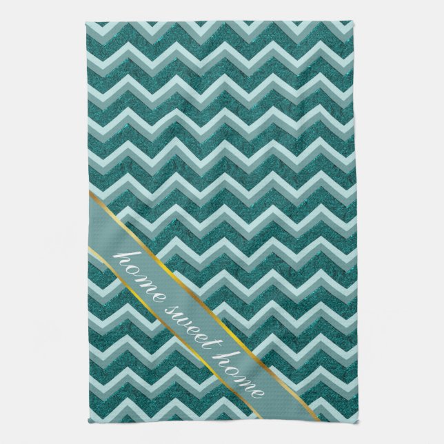 Teal Embossed Foil Tea Towel (Vertical)