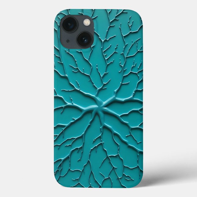 Teal Embossed Organic Style iPhone Case (Back)