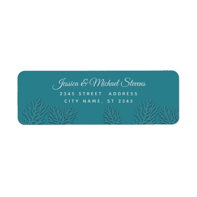 Teal embossed romantic coral label (Front)
