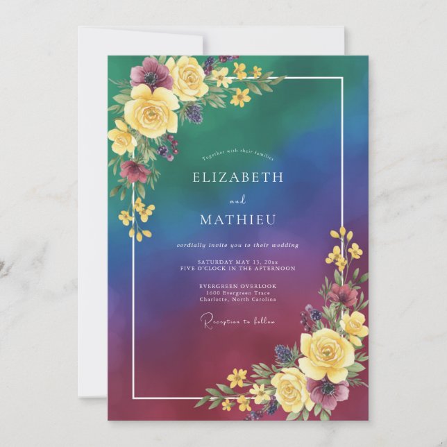 Teal Enchanted Bohemian Wedding Invitation (Front)