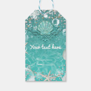 Teal Enchanted Sea Starfish & Bubbles Party Favour Gift Tags