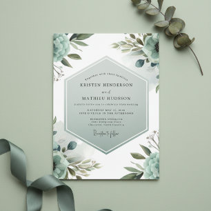 Teal Ethereal Bloom Wedding Invitation