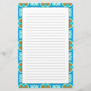 Teal Ethnic Pattern Stationery