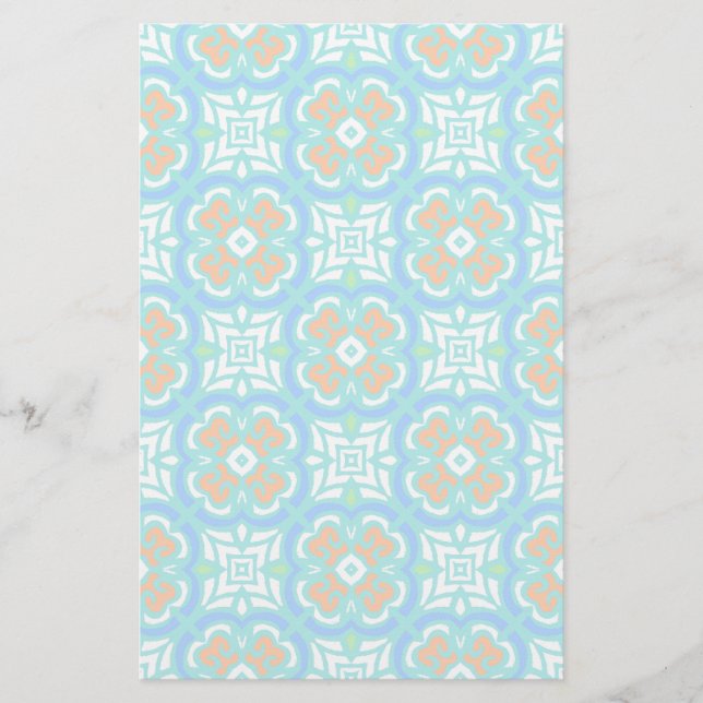 Teal Ethnic Pattern Stationery (Front)