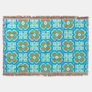 Teal Ethnic Pattern Throw Blanket